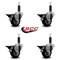Service Caster 3'' Black Poly Swivel 1'' Expanding Stem Caster Set with Brake, 4PK SCC-EX20S314-PPUB-BLK-PLB-1-4 - alternate 4